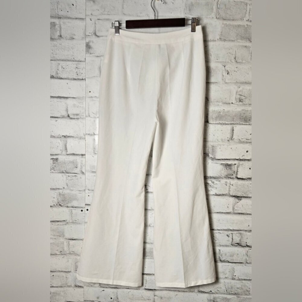 High Waisted White Flare Pants Womens Small Wide Leg Dress Trousers - Picture 6 of 9